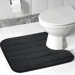 Soft U-Shaped Bathroom Rugs Memory Foam Bath Mat Non Slip Water Absorption Toilet Mat Dry Fast Bathroom Carpet Contour Floor Mat