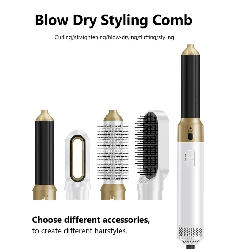 Professional 5 in 1 Hair Dryer Brush Electric Curling Iron Hair Curler Dryers Hair Curler Straightening Brush Negative Ions