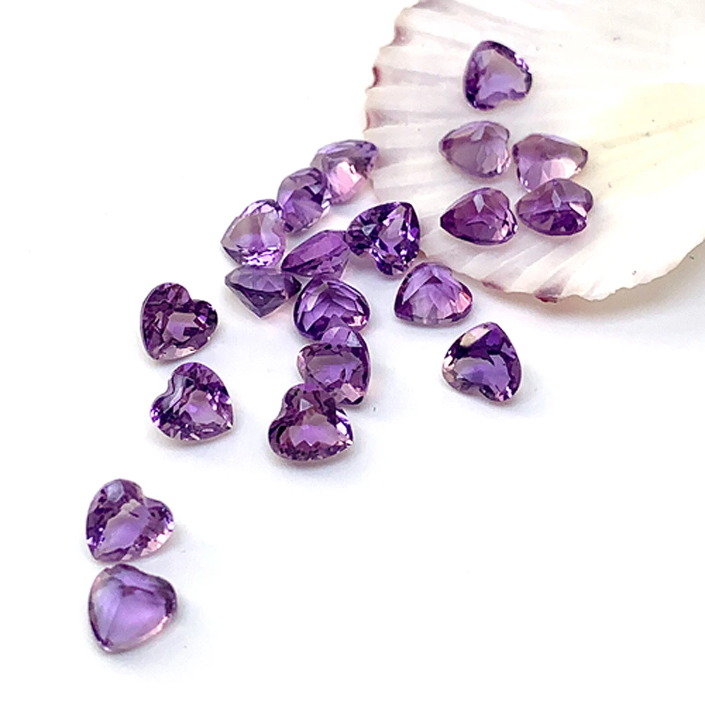 10pcs lot Natural Amethyst 8x8-10x10mm Heart Facet Cut High Quality Loose Gemstones For Jewelry Making