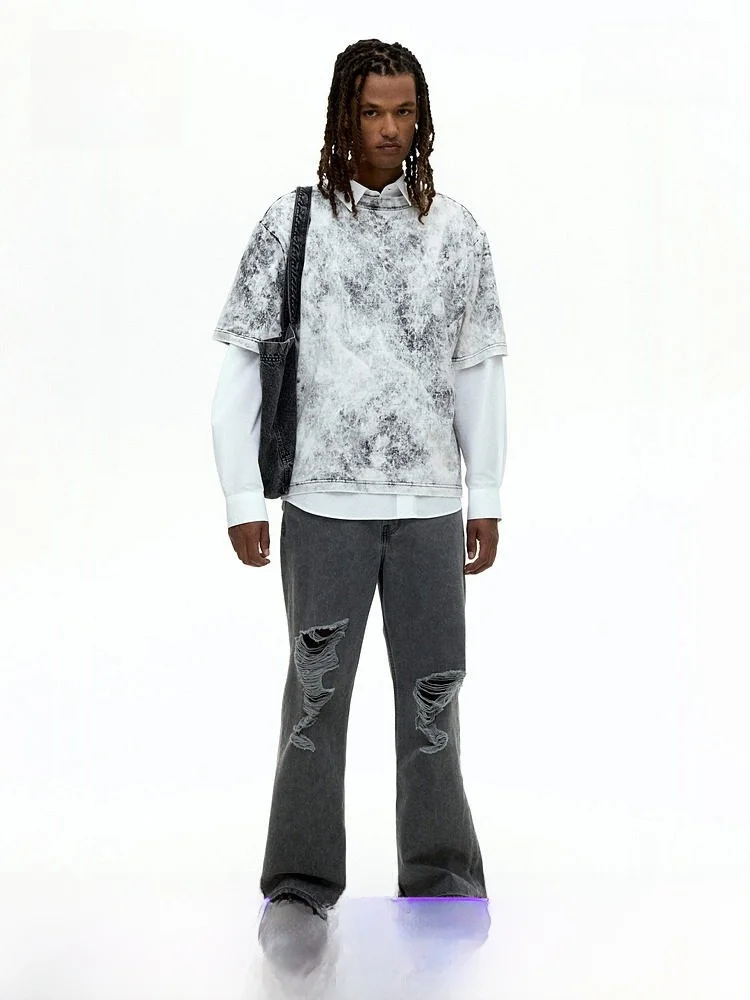 

H&M Men's Casual Loose Fit Jeans American Style Outdoor Leisure Long Trousers Summer Trend Youth Cotton 100% Zipper Closure