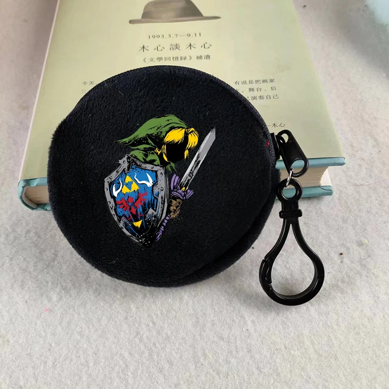 Cartera redonda con diseño de Anime The Legend of Zelda, monedero para hombres y mujeres, carteras con llavero, almacenamiento de tarjetas de identificación, minibolsa para dinero de bolsillo