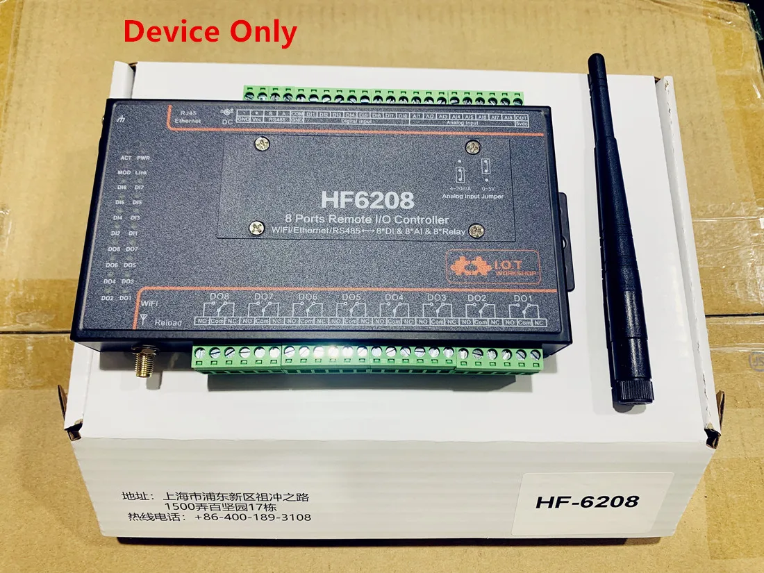 Hf620 przemysłowy kontroler Di Do 8 Way Io Wifi Ethernet Rs485 8ch zdalny przekaźnik Ethernet pilot zdalnego sterowania