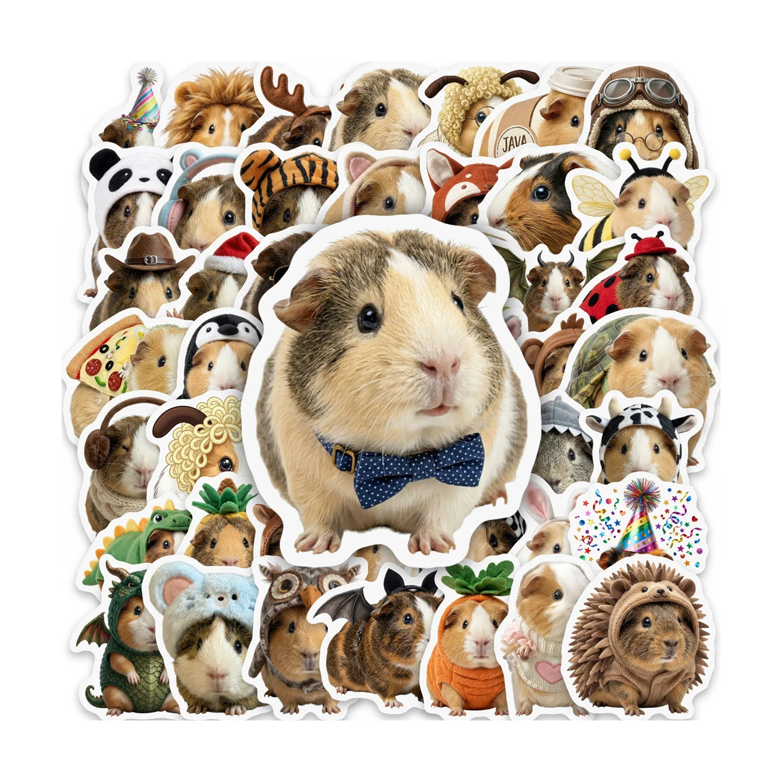 

50Pcs Guinea Pig Stickers Waterproof Cute Pet Decorative Stickers for Notebook Cup Decoration