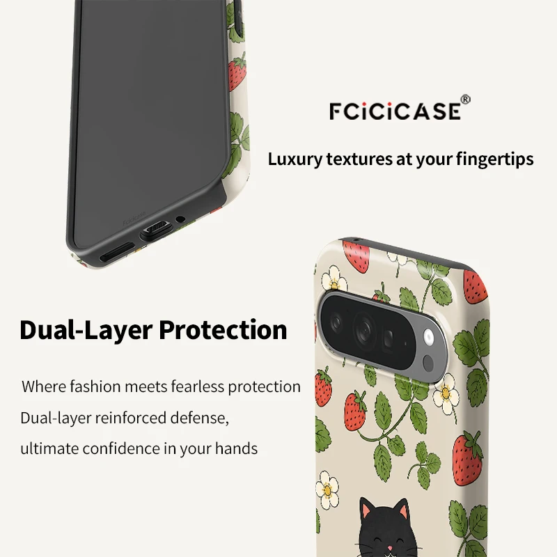 Funda de teléfono con diseño de gato lindo Fcicicase para Google Pixel 11 10 Pro XL 10A 9 8 7A 5A, compatible con carga inalámbrica Magsafe, fundas de PC + TPU Etui.