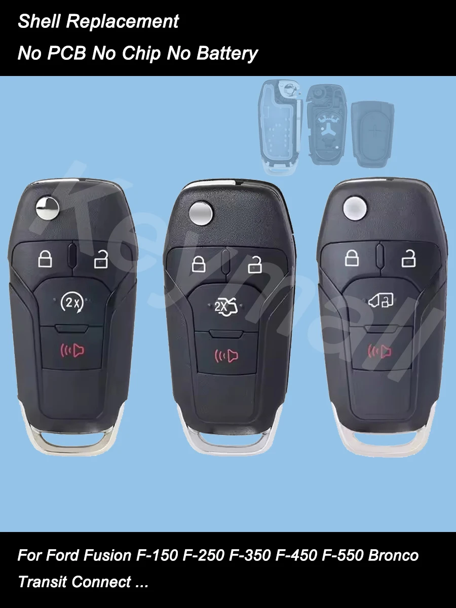 

KEYECU флип-чехол для дистанционного ключа автомобиля с 4-кнопочным чехлом для Ford Fusion F-150 F-250 F-350 Transit Connect FCC ID: N5F-A08TAA