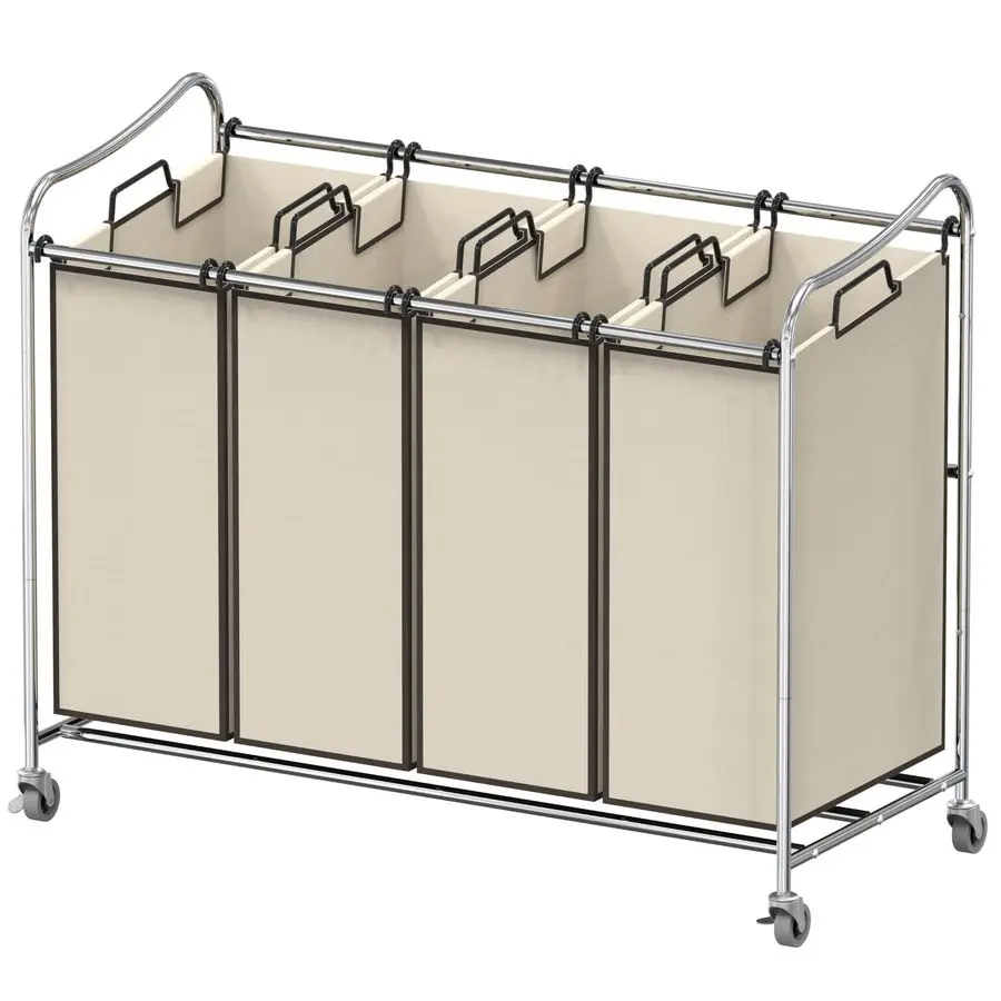 

4Bag Heavy Duty Rolling Laundry Sorter Cart, Chrome