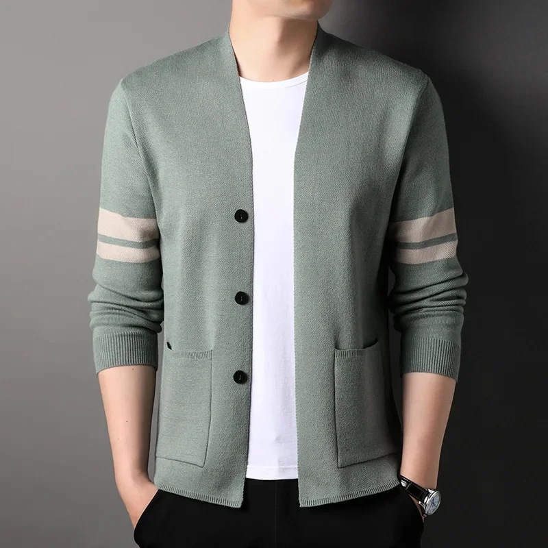 

Top Grade New Brand Designer Luxury Fashion Plain Knit Mens Cardigan Sweater Korean Casual Trendy Coats Jacket Men Clothing