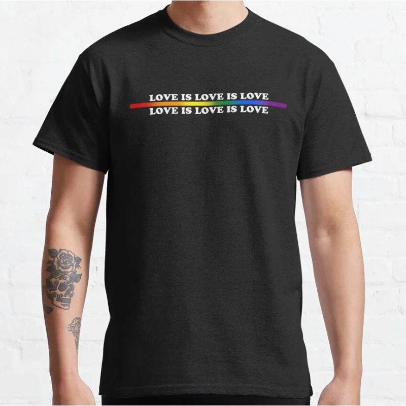 

Love is Love lgbtq pride month gift clothing Short-sleeve crewneck T-shirt for men large size Adult Tops S-6xl