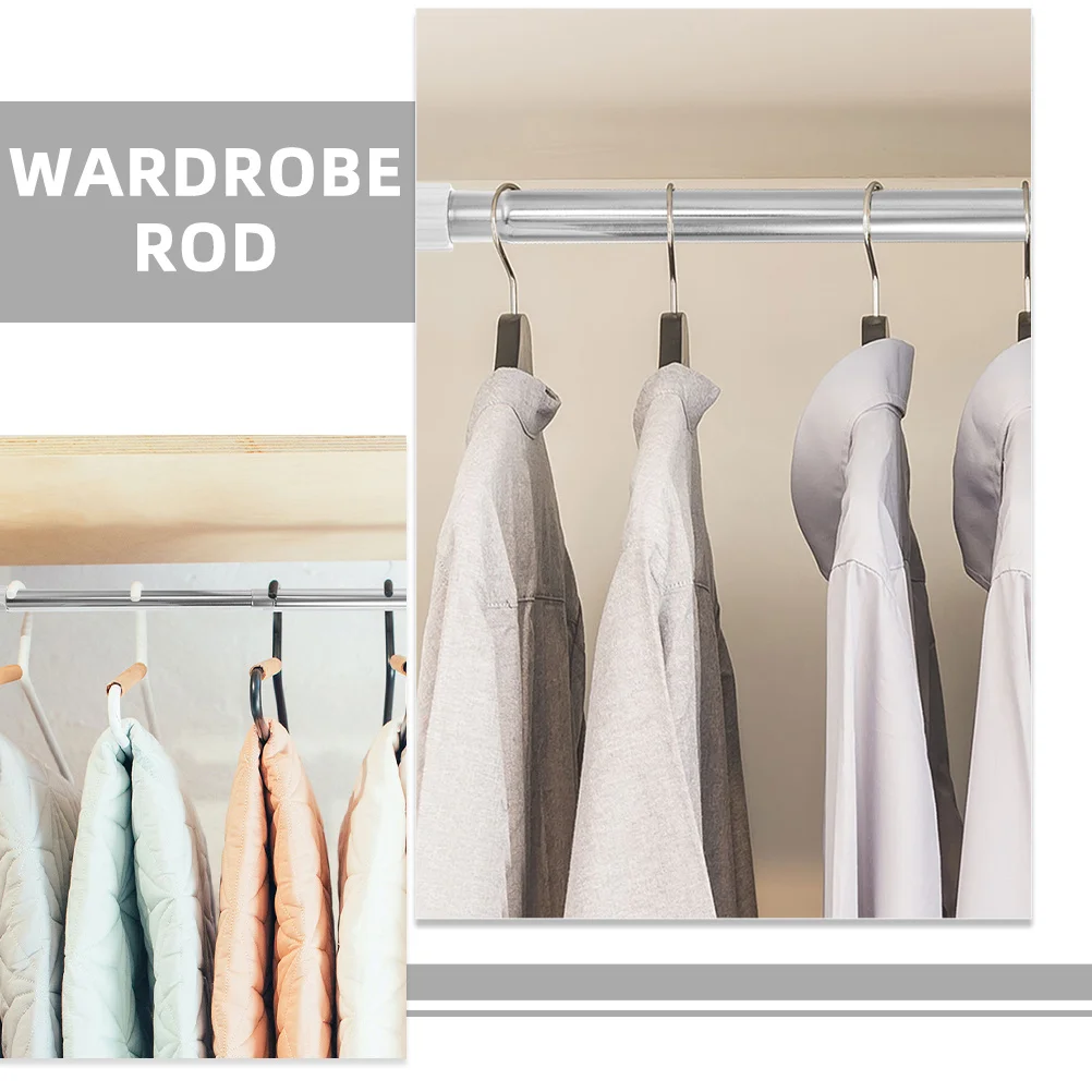 

2 pcs Adjustable Stainless Steel Tension For Closet No Drill Installation Telescopic Clothing Drying Rod Heavy Duty Closet Bar