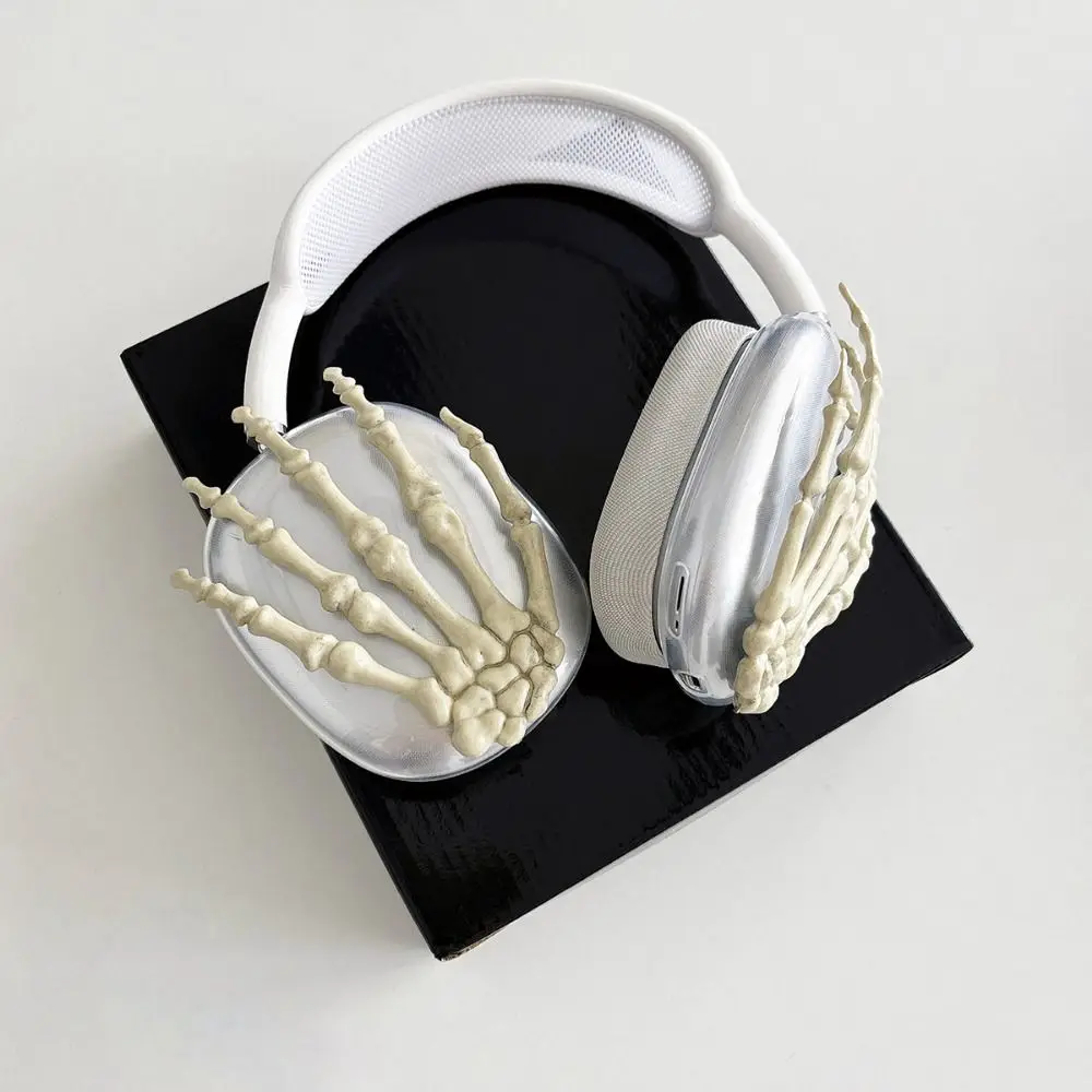 

1 pair Cute Earphones Protective Case Head Mounted Clear Bluetooth Earphone Shell 3D Funny Skeleton Hand for Airpods Max