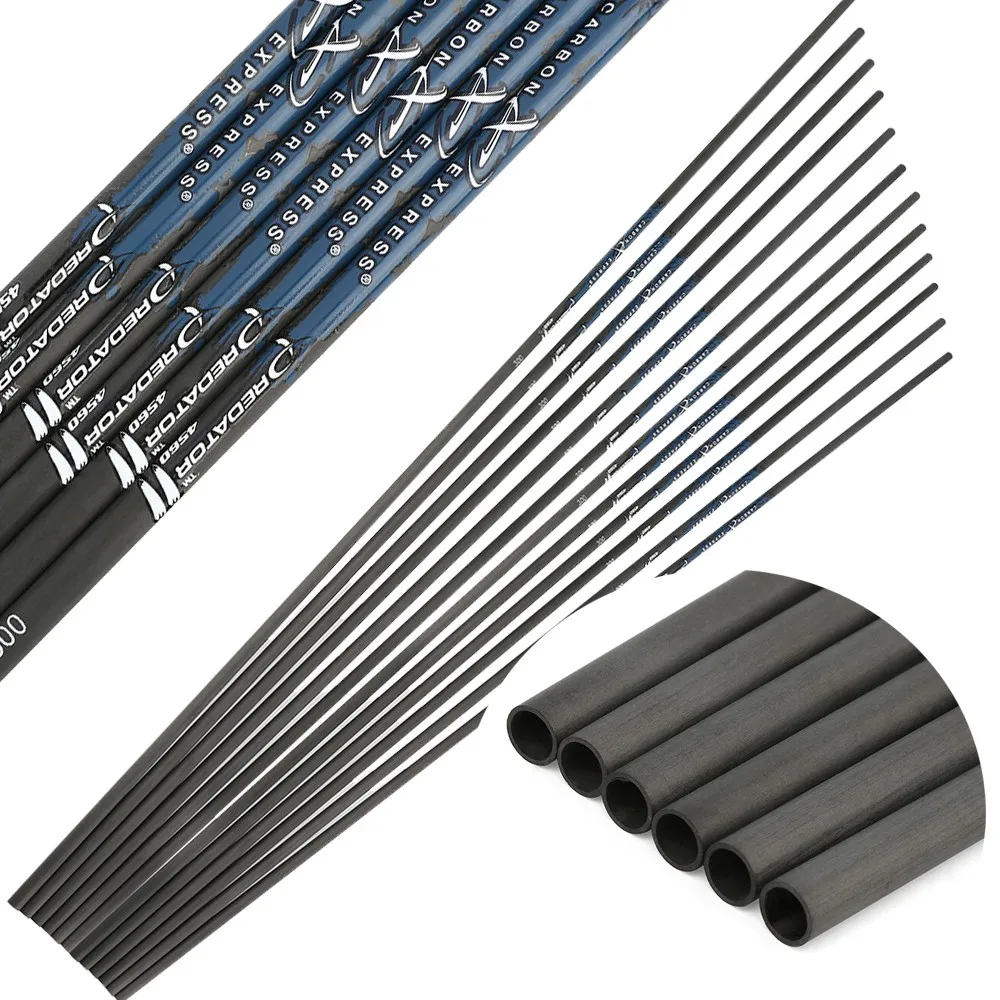 

6/12/18pc ID6.2mm 31" Arrow Shaft Archery Pure Carbon Arrow Shaft Spine 300 400 500 600 700 Bow Hunting Shooting Target Practice