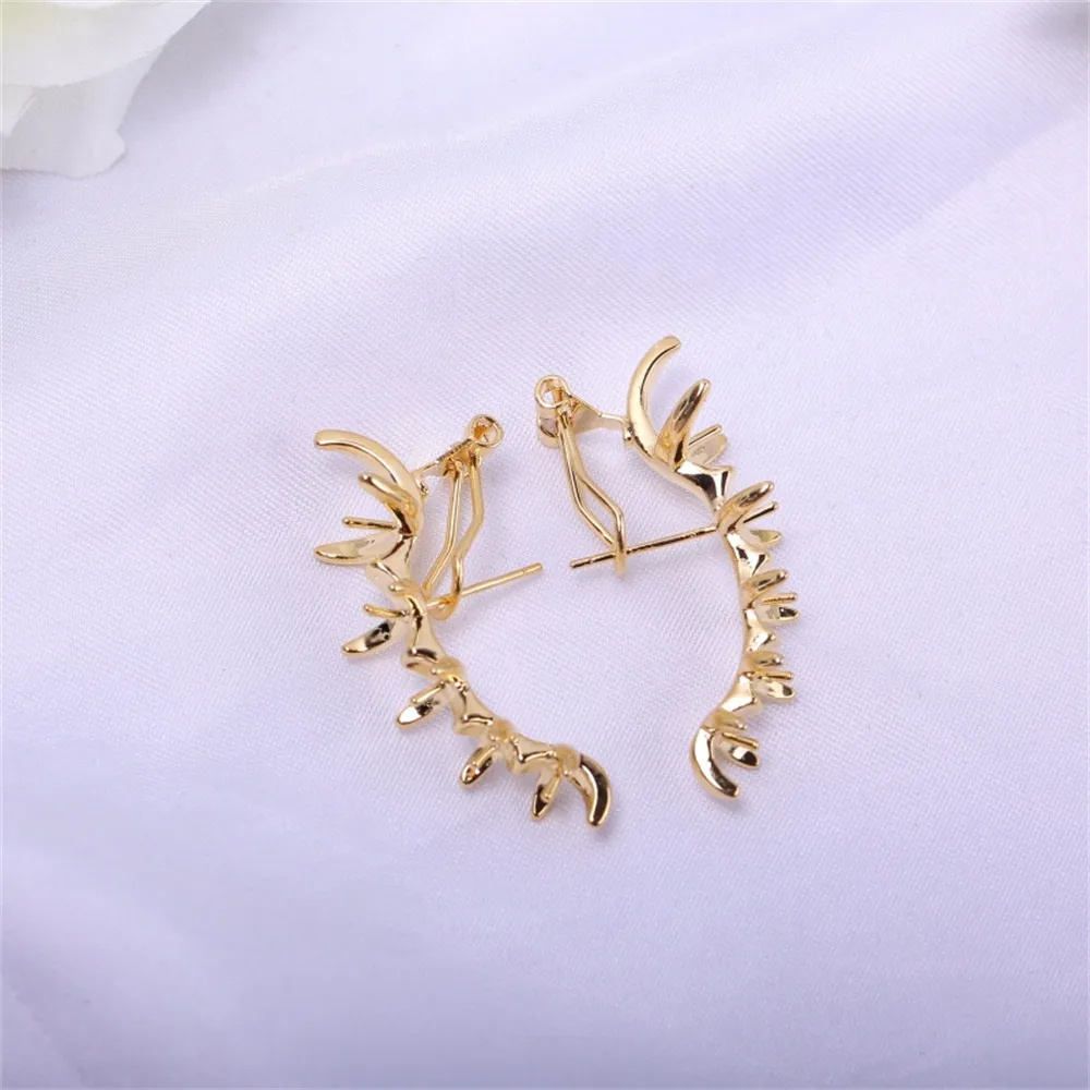 Copper Plated 18K Gold Multi Bead Earrings Accessory S925 Silver Needle Earrings Empty Holder Female