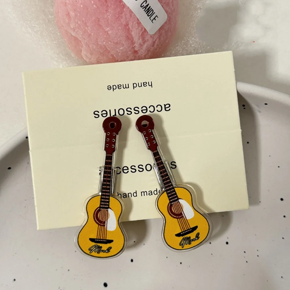 Cute Sweet Violin Hairclip Ins Alloy Duckbill Clip Side Clip Korean Style Guitar Hair Clip Daily