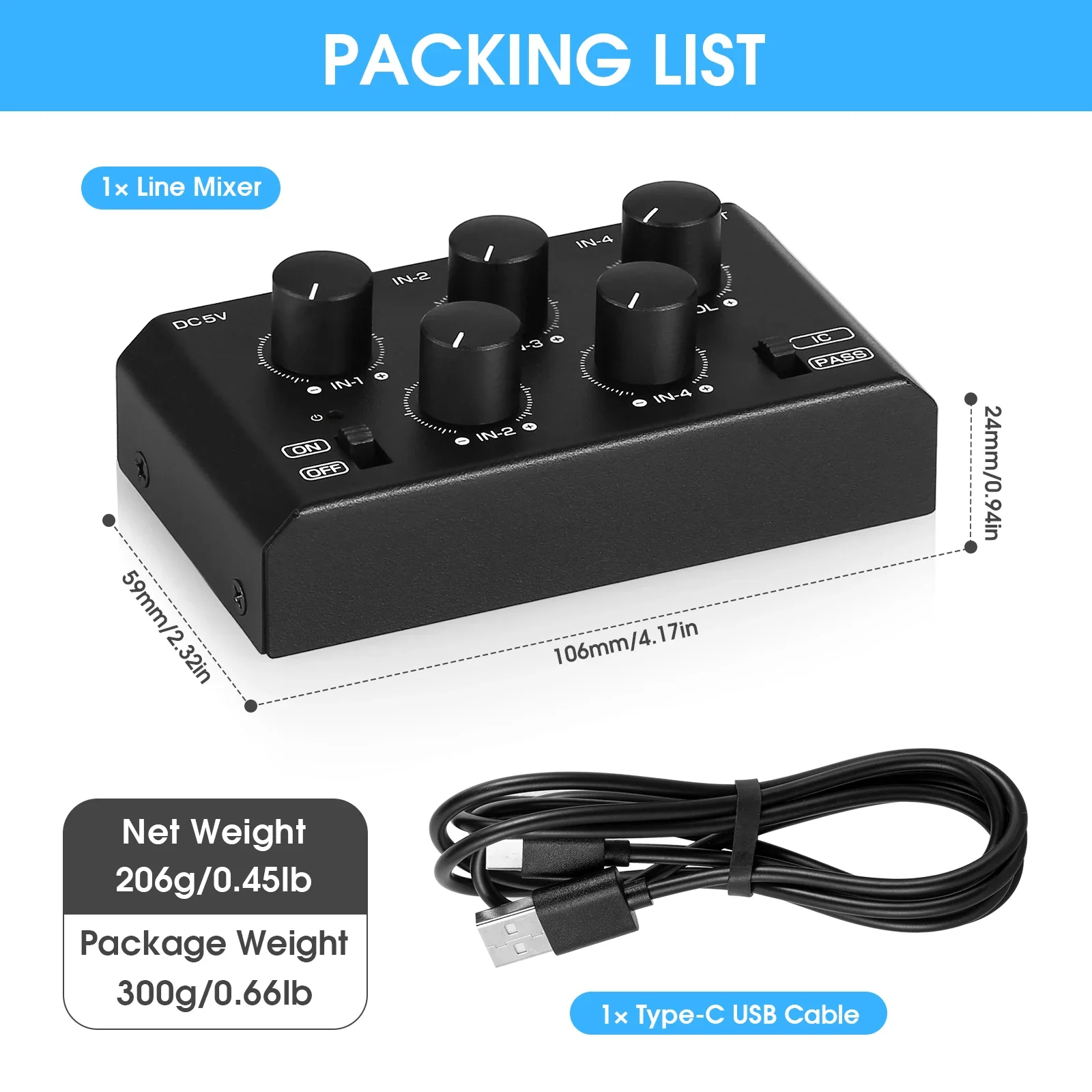 Nob sound MC5-BX mini stereo 4 kanal audio mixer ultra geräuscharm home/studio/bar line mixer – Detail 6