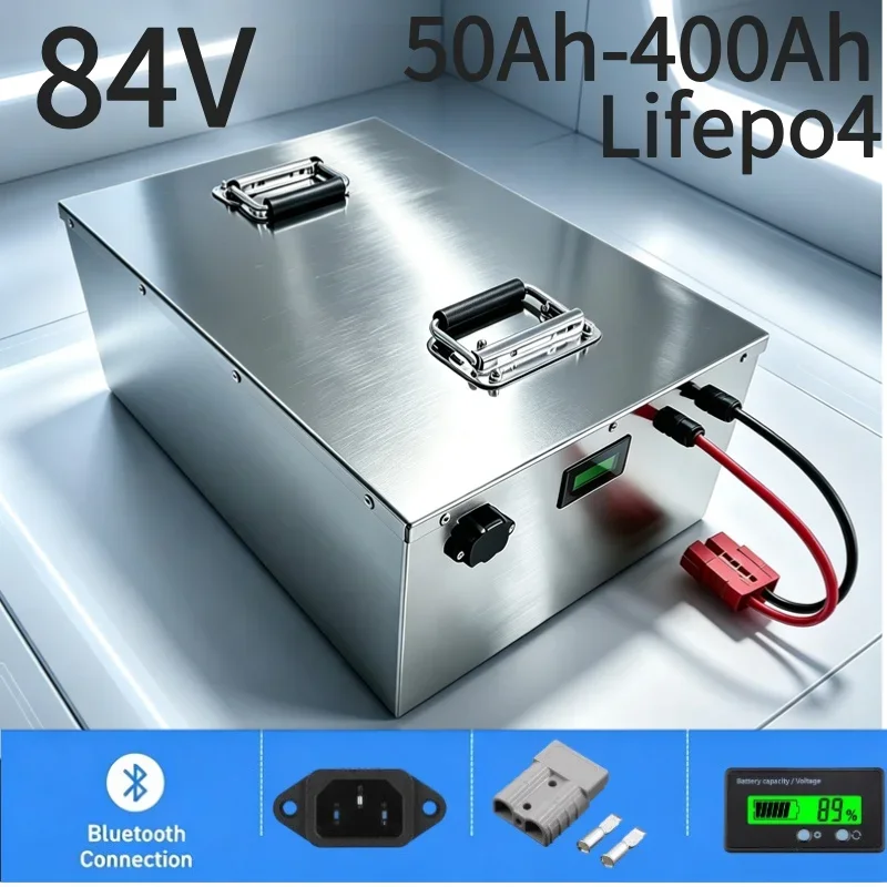 

84V LiFePO4 Battery Pack 50Ah~400Ah Large Capacity Smart BMS APP Monitor Deep Cycle Long Lifespan Lithium Battery for RV Solar G