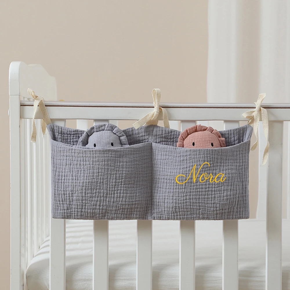 

Personalized Name Portable Super Small Baby Crib Storage Bag Newborn Bed Headboard Organizer For Kids Baby Bedding Diaper Bag