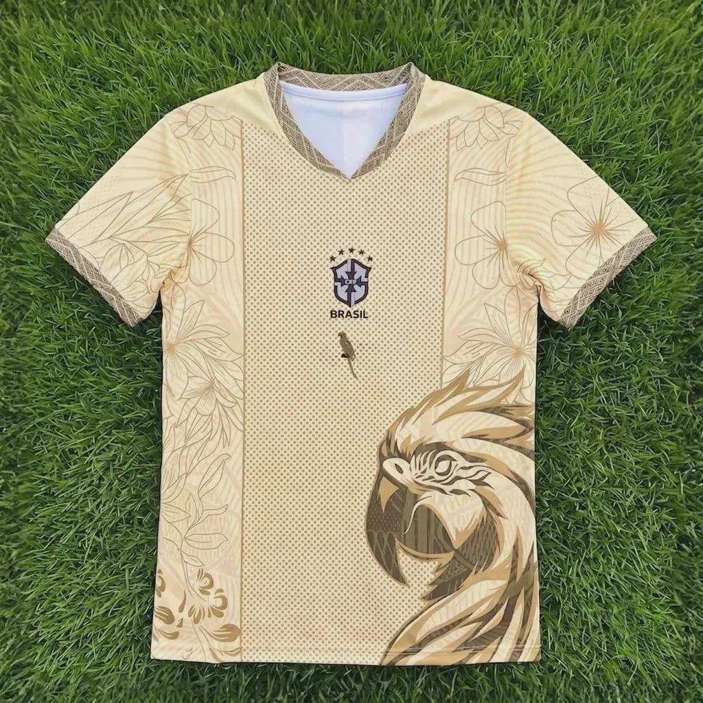Brazil Golden Football Camiseta Luxury Eagle Concept Jersey Blokecore Streetwear Top Unisex Short Sleeve Sports Fan Tee