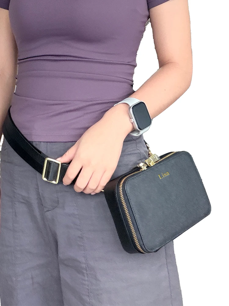 Customized Name Leather Waist Bag, Mobile Phone Bag, Small Bag, Key, Casual Money Bag, Hand-Held Bag