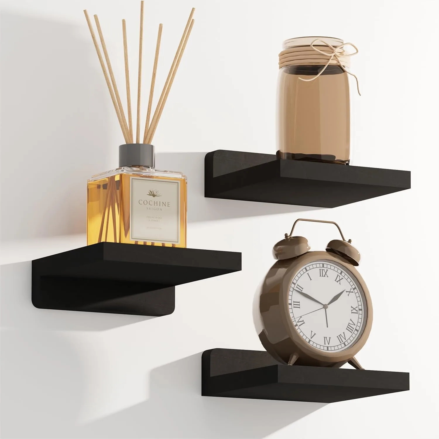

Small Floating Shelves 5 Inch Wall Shelf for Bathroom Living Room Bedroom, 3 Pack with 2 Installation Types