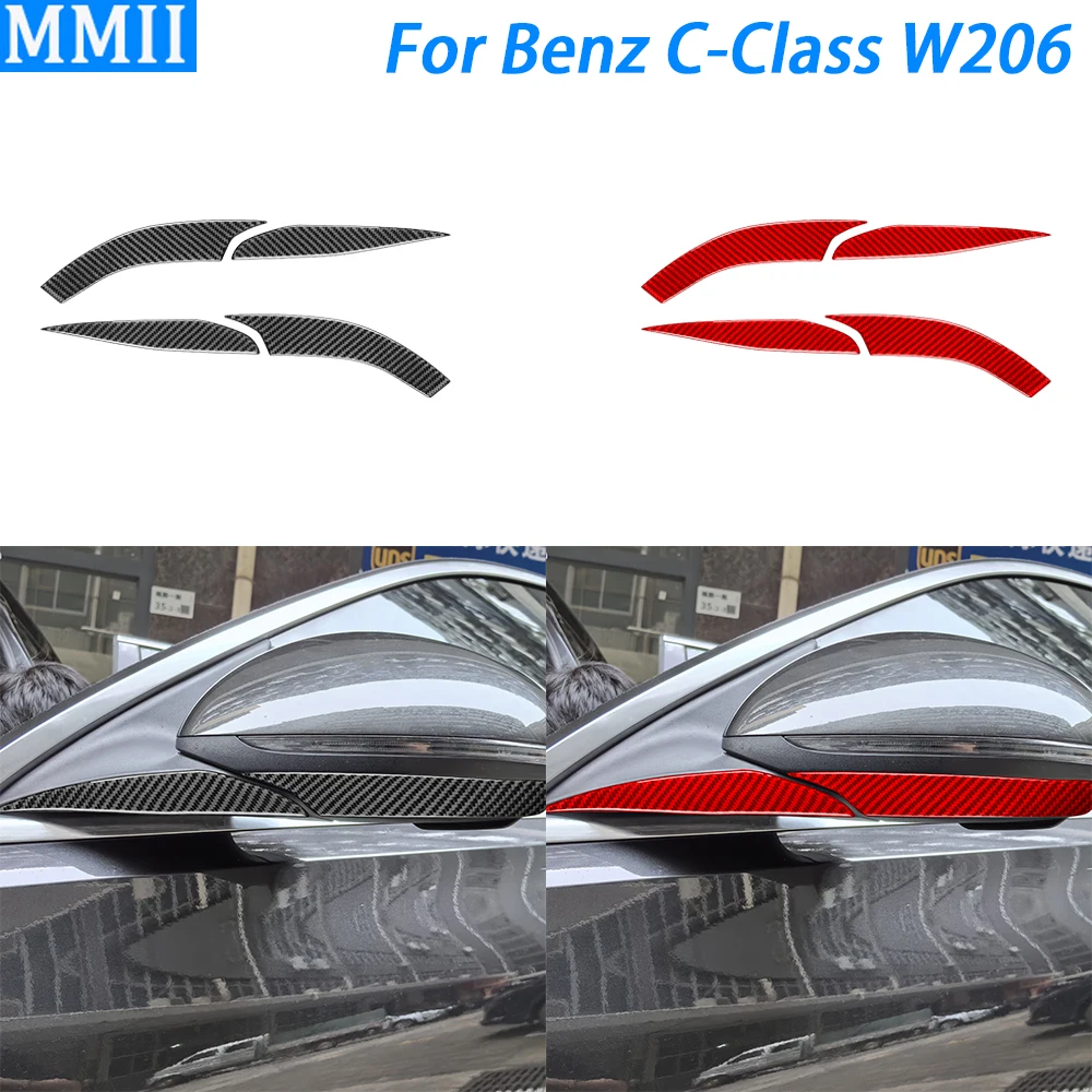 For Benz C-Class W206 2022-2024 Carbon Fiber Side Rearview Mirror Panel Decorative Strips Car Decoration Accessories Sticker