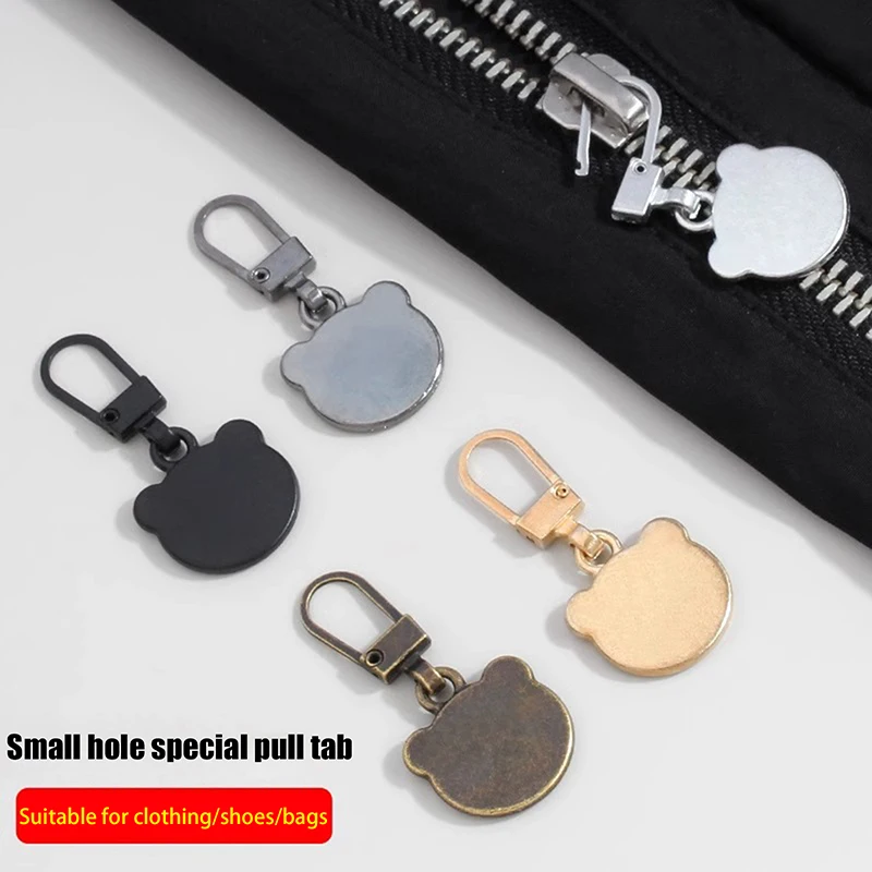 2Pcs Detachable Cartoon Bear Zipper Pullers Replacement Zipper Sliders Metal Zipper Head Repair Kit For Pants Dress Luggage Bag