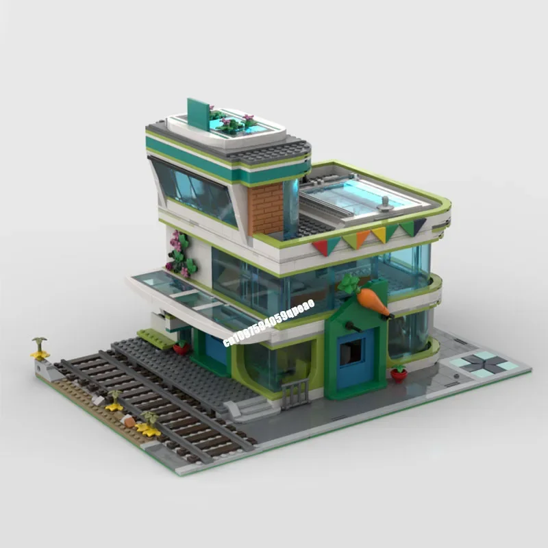 1847Pcs 도시 뜨거운 판매 스트리트 뷰 Moc 모듈 형 철도 역 모델 사용자 정의 퍼즐 Diy 크리 에이 티브 아이디어 아이 장난감 생일 선물