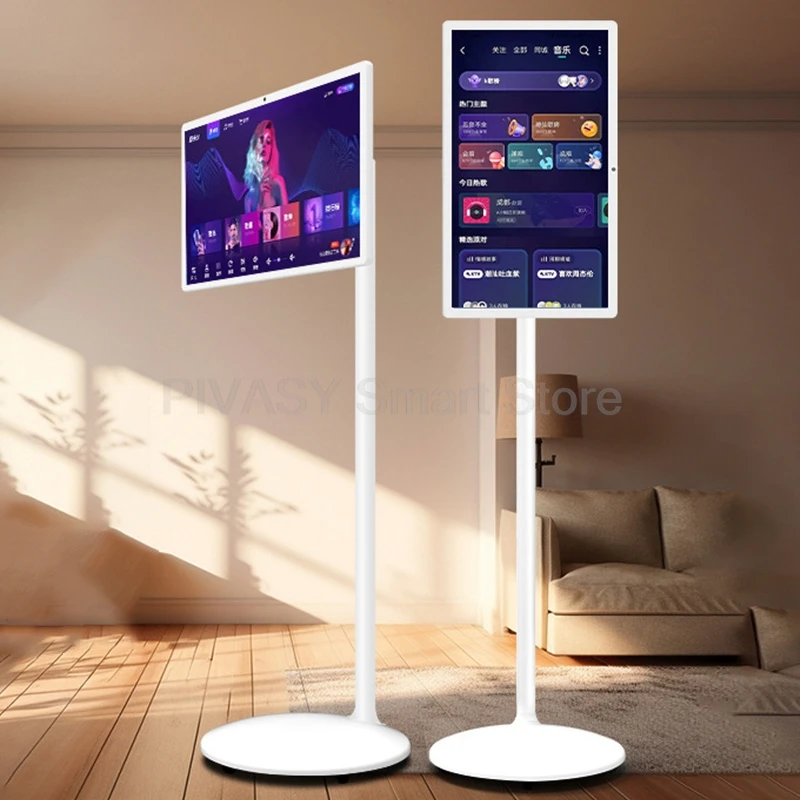 Ingebouwde camera 13MP touchscreen Smart TV voor fitness interactief met vloerstandaard Draagbare beweegbare monitor Draadloos gieten