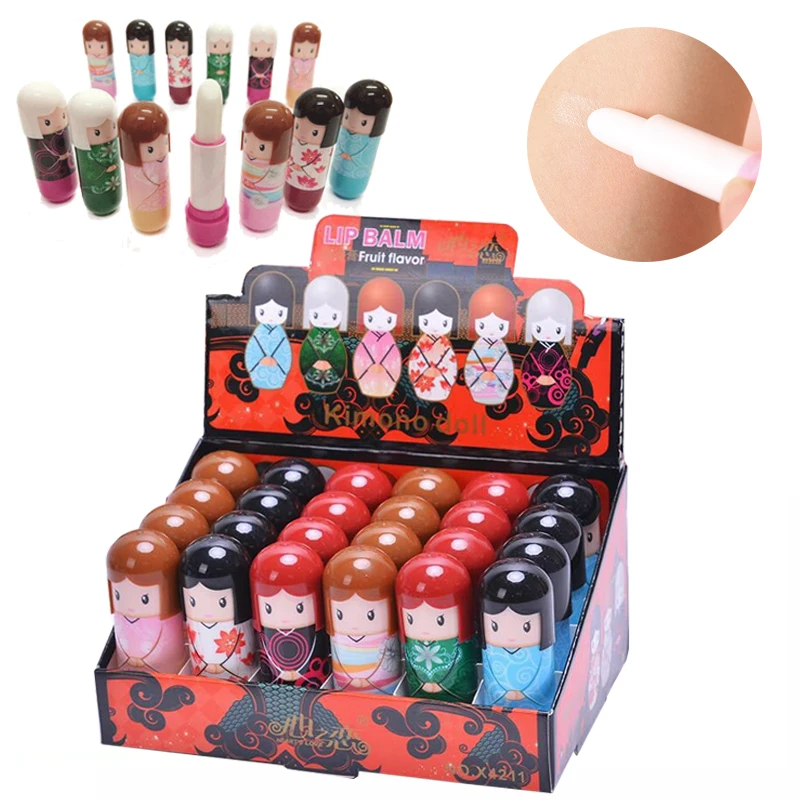 24Pcs Kawaii Lip Balm Wholesale Items for Resale In Bulk Transparent Lipstick Moisturizing Cosmetic Items Lip Stick