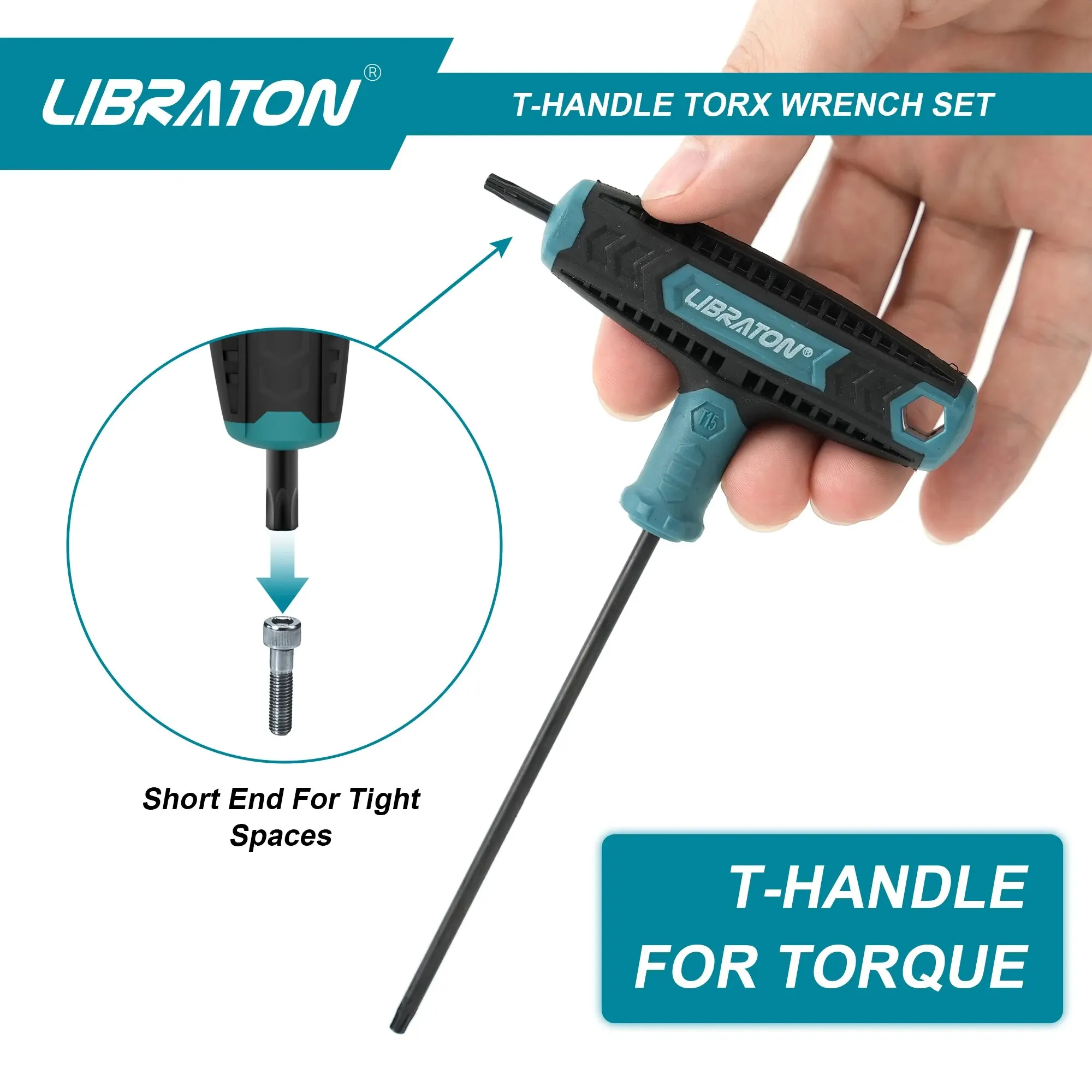 LIBRATON T 핸들 렌치 세트, T 핸들, Torx 키 세트, 2 팁 디자인 T10-T40, Torx 나사에 적합, 자동차 자전거 수리 도구, 7 개