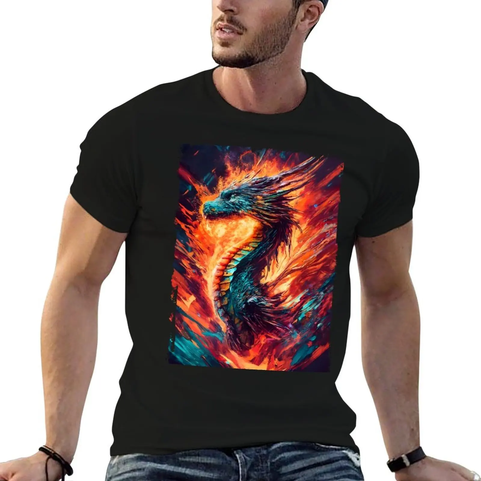 

Dragon's Dance: Ultra Realistic Elegance in Red Matrix T-Shirt mens graphic t shirts t shirt man plain T-Shirt