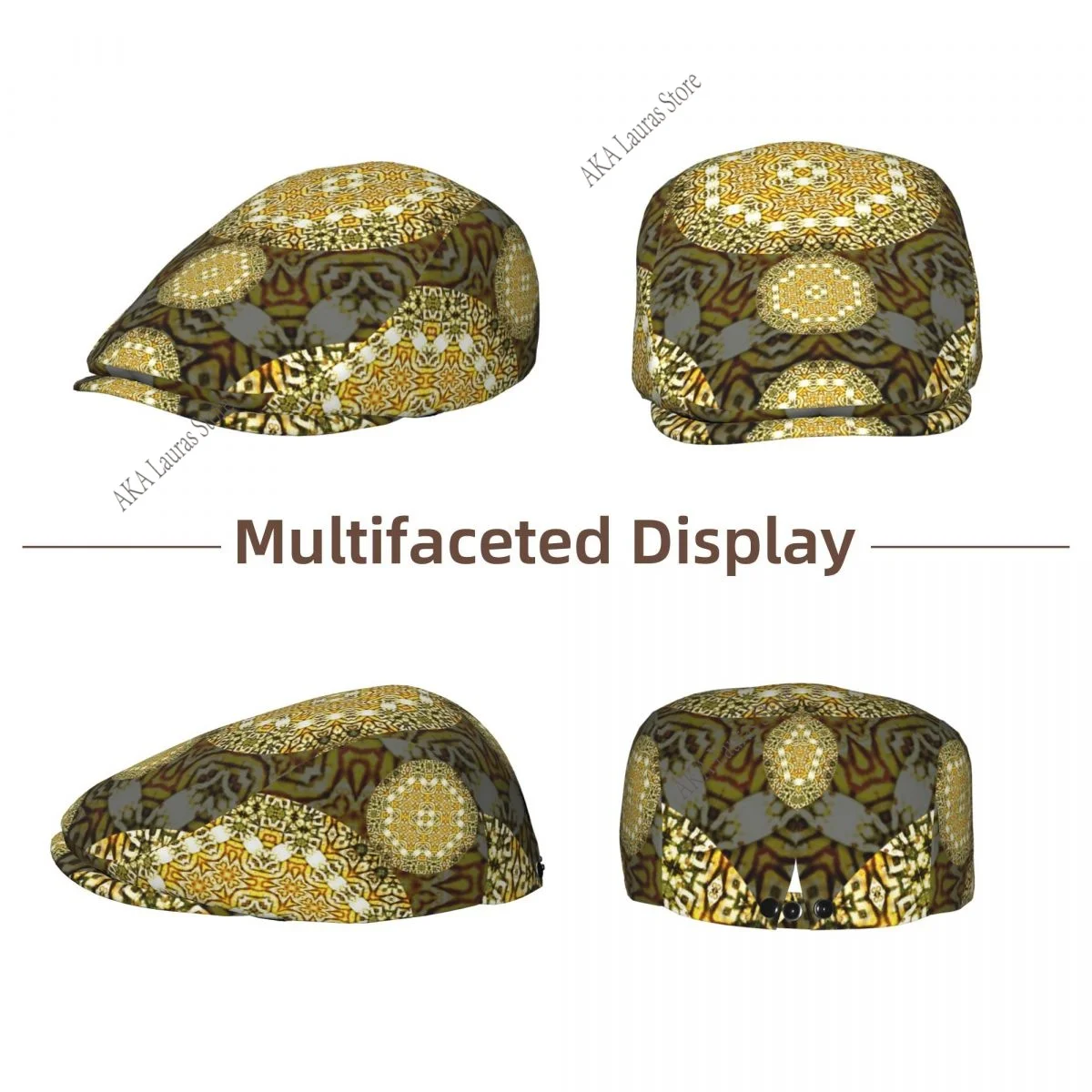 Winter Hat Male Berets Golden Abstract Symmetrical HJat for Women