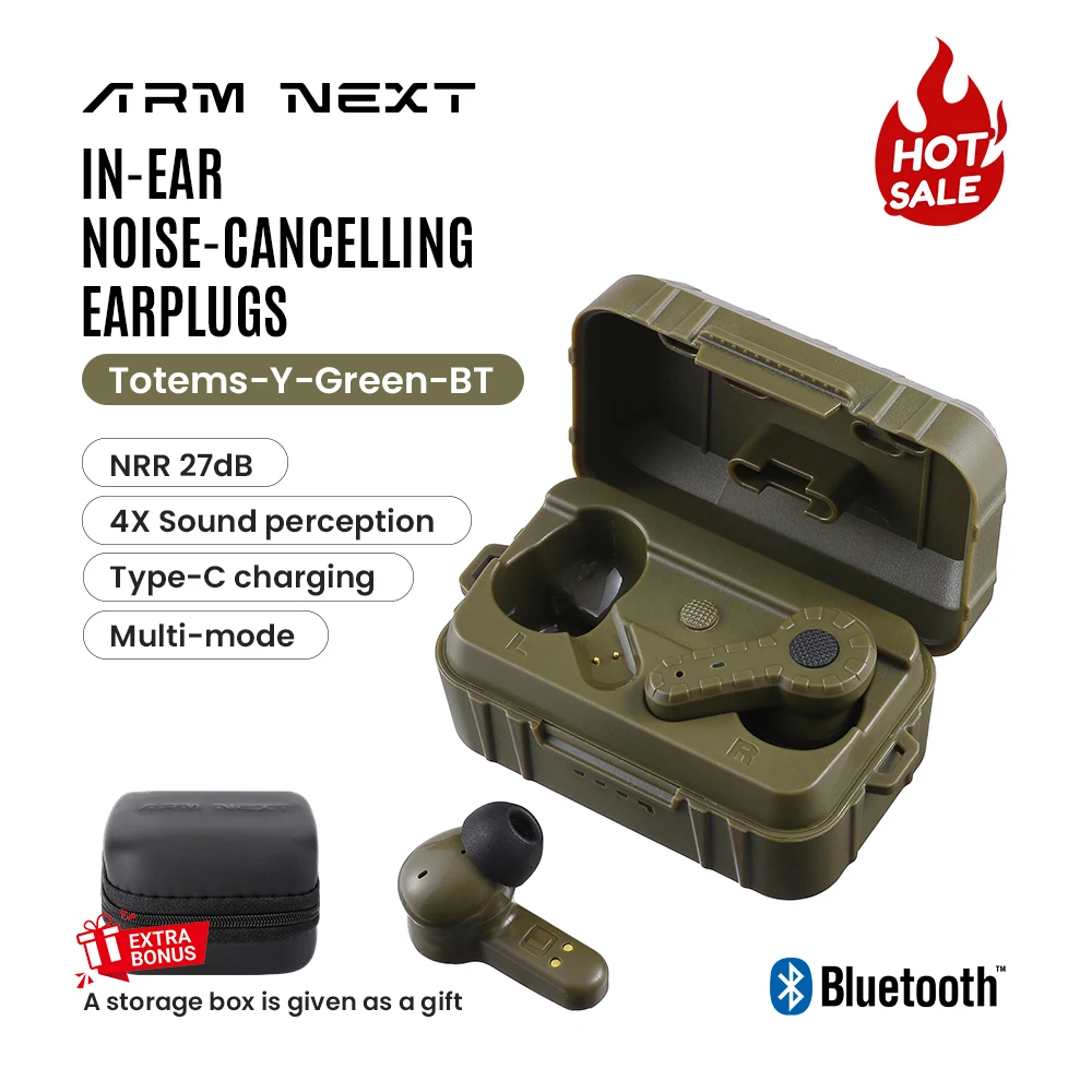 TOTEMS Bluetooth In-Ear Earplugs NRR27dB Electronic Hearing Protection Tactical Sound Amplify For Hunting Shooting Sports