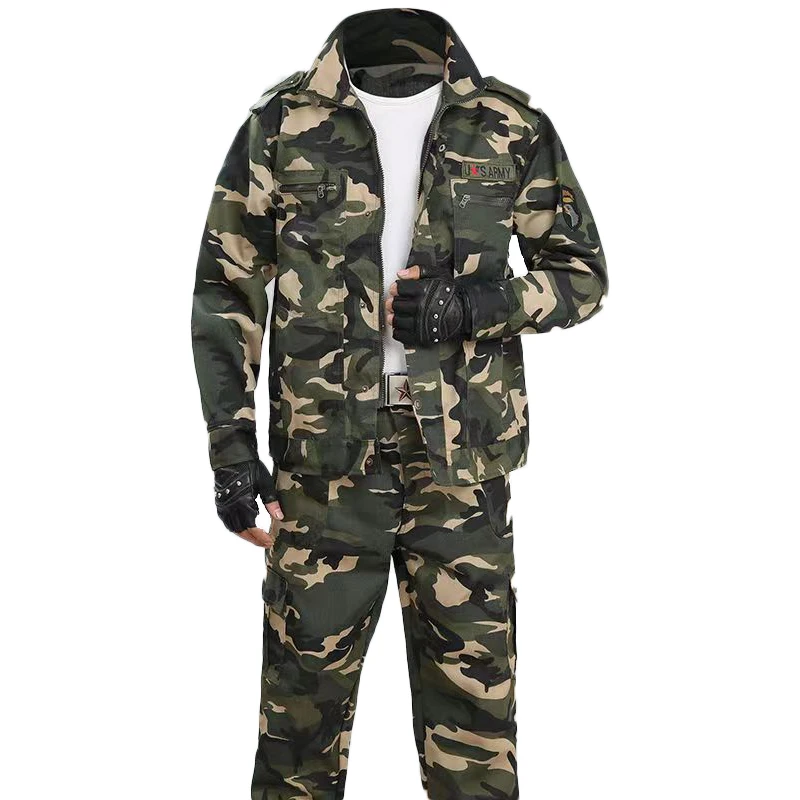 Men\'s Set Spring And Autumn New Outdoor Work Clothes Wear-resistant And Anti Fouling Camouflage Labor Protective Clothing