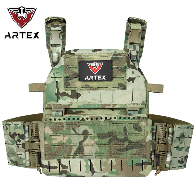 

1000D Polyester with Triple Equipment Security Tactical Vest Camo Laser Cut Molle Quick Release Plate Carrier Tactical Vest