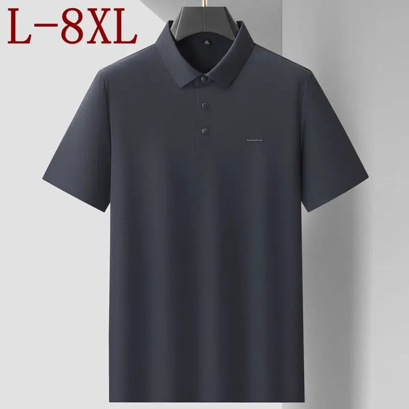 

8XL 7XL 6XL 2026 Summer High End Luxury Business Polo Shirt Men New Style Brand Shirts For Man Clothes Lapel Loose Polos Homme