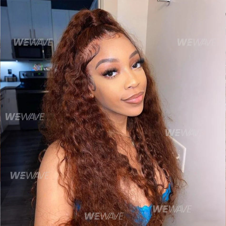 

Chocolate Brown Curly Wigs 13X6 Hd 100% Human Hair Lace Frontal Wig 30 36 Inch 13X4 Deep Wave Lace Front Colored Wigs For Women