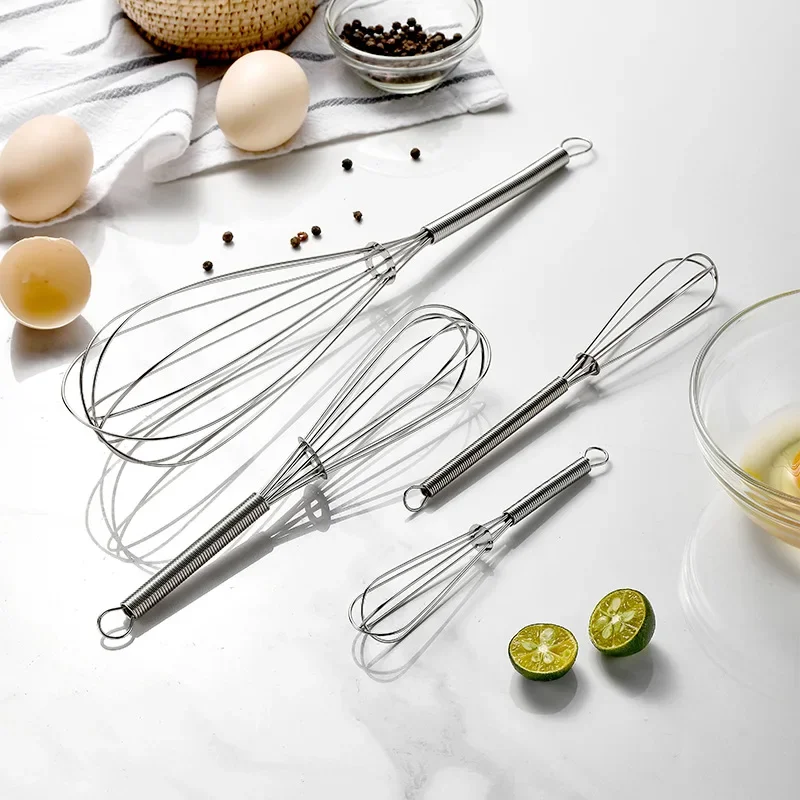 1Pcs Multifunctional Rotary Manual Egg Beater Mixer Mini Kitchen Egg Whisk Bake Tool Eggs Agitator Stainless Steel Eco-Friendly