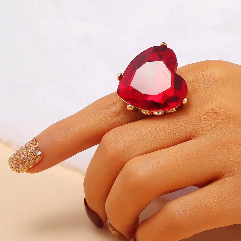 European and American Popular Jewelry Middle East Fashion Ring Wish Round Big Gem Index Finger Ring