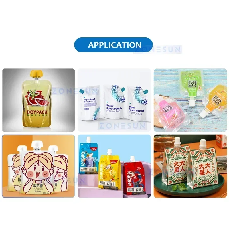 ZONESUN 磁気ポンプ式 スパウトパウチ袋充填・キャッピング機 スタンドアップパウチ ドイパック ノズルバッグ包装機 ZS-ASP3