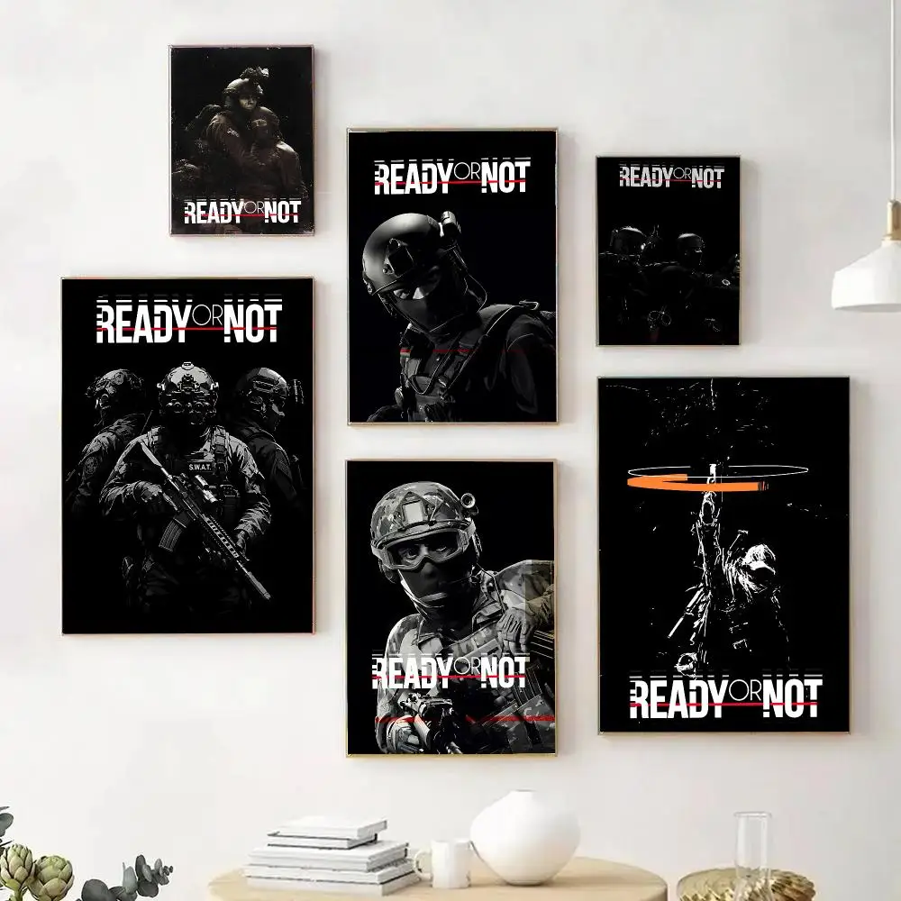 Tactical Shooter Game R-Ready or N-Not Poster Wall Art Print Sticker for Bedroom Living Room Dorm Office Modern Home Decor