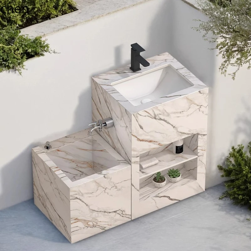 

ZML courtyard outdoor rock slab wash basin pillar basin platform column type wash basin mop pool integrated combination