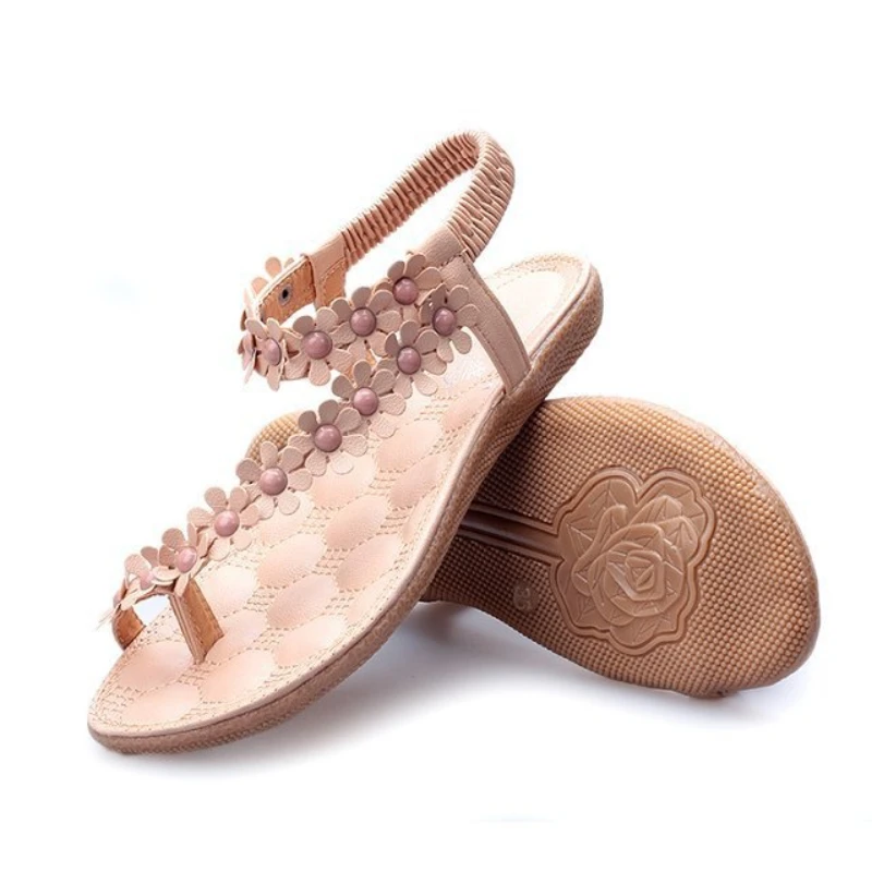 Fashion Bohemian Sandals Women Shoes Summer Flower Flat Shoes Luxury Sandals Women Designers Outdoor Sports Beach Shoes 2023