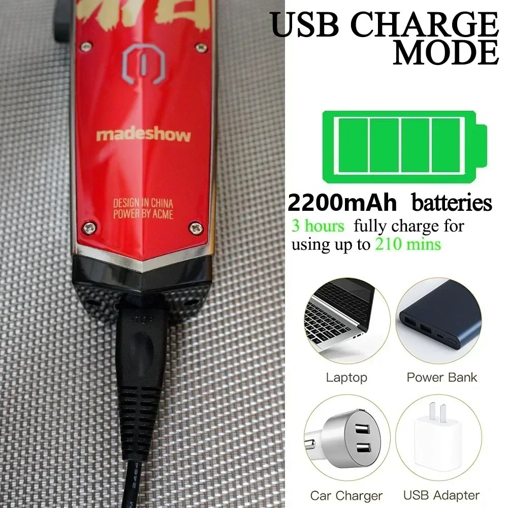 ماكينة قص الشعر اللاسلكية Madeshow M10 للرجال، ماكينة تشذيب احترافية قابلة للتعديل لقص شعر اللحية بدقة