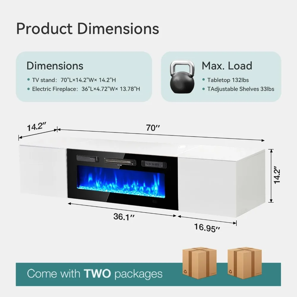 70'' Floating TV Stand with 36