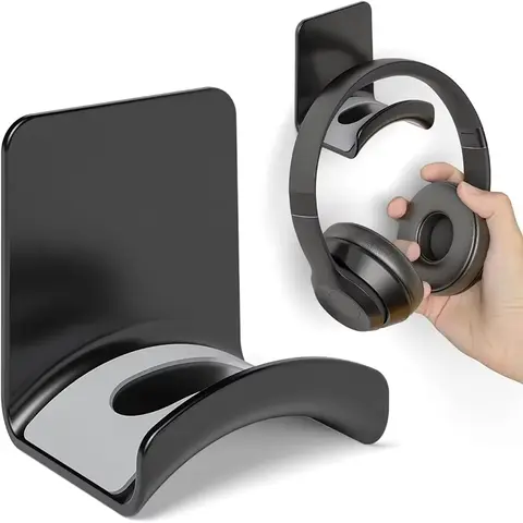Bilashmart No Punch Wall Mount Hook Headphone Holder Support Gaming Headphones General Earphone Holder Miscellaneou Hanging Durable Bracket