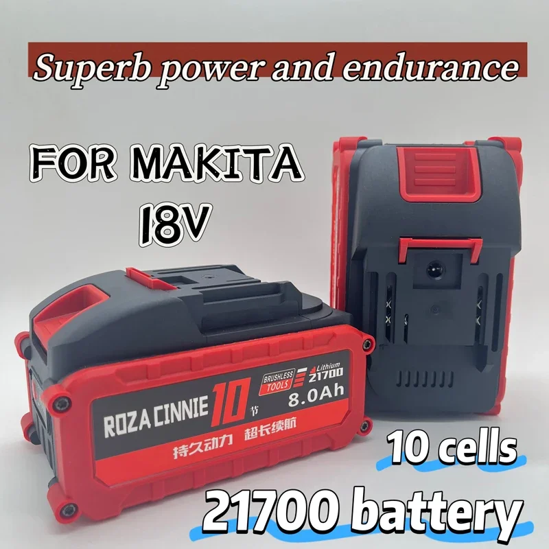 

18 В/21 В 21700 литиевая аккумуляторная батарея 10 Ач подходит для электроинструмента Makita 18 В с электроинструментом и индикатором мощности