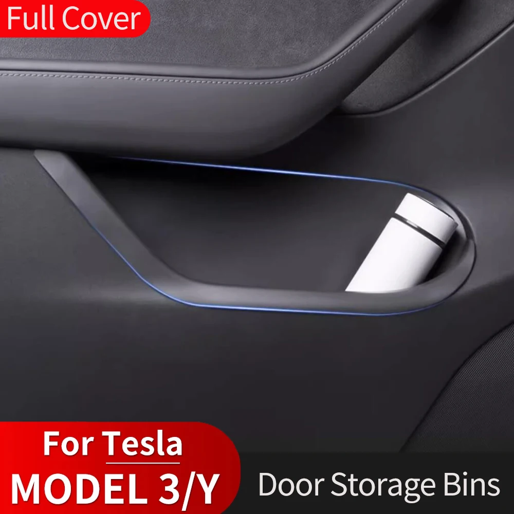 Door Storage Box Handle Side Pocket Protect Liner Center Console Organizer Bin for Tesla Model Y 2024-2020 Model 3 Highland 2024