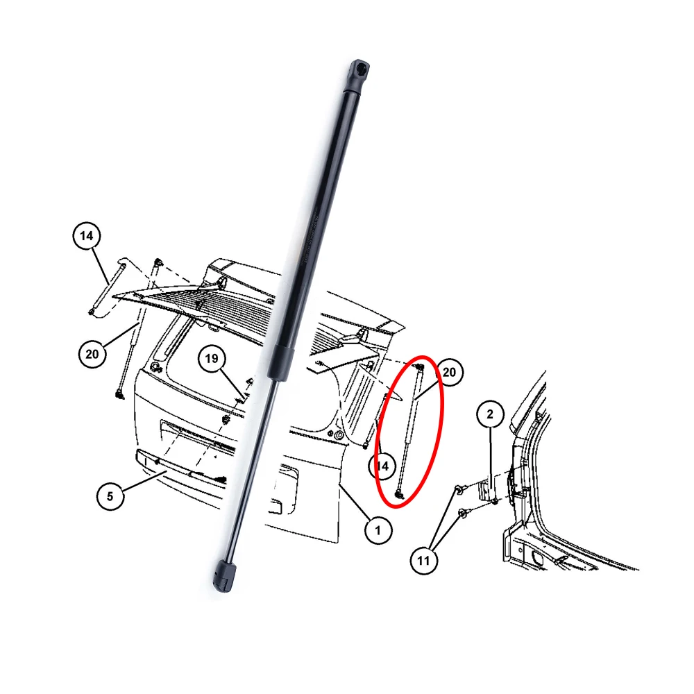 

2pcs Gas Spring of Car Boot For JEEP GRAND CHEROKEE III WH WK 68025359AA Tailgate Strut Support Rod Auto Accessories