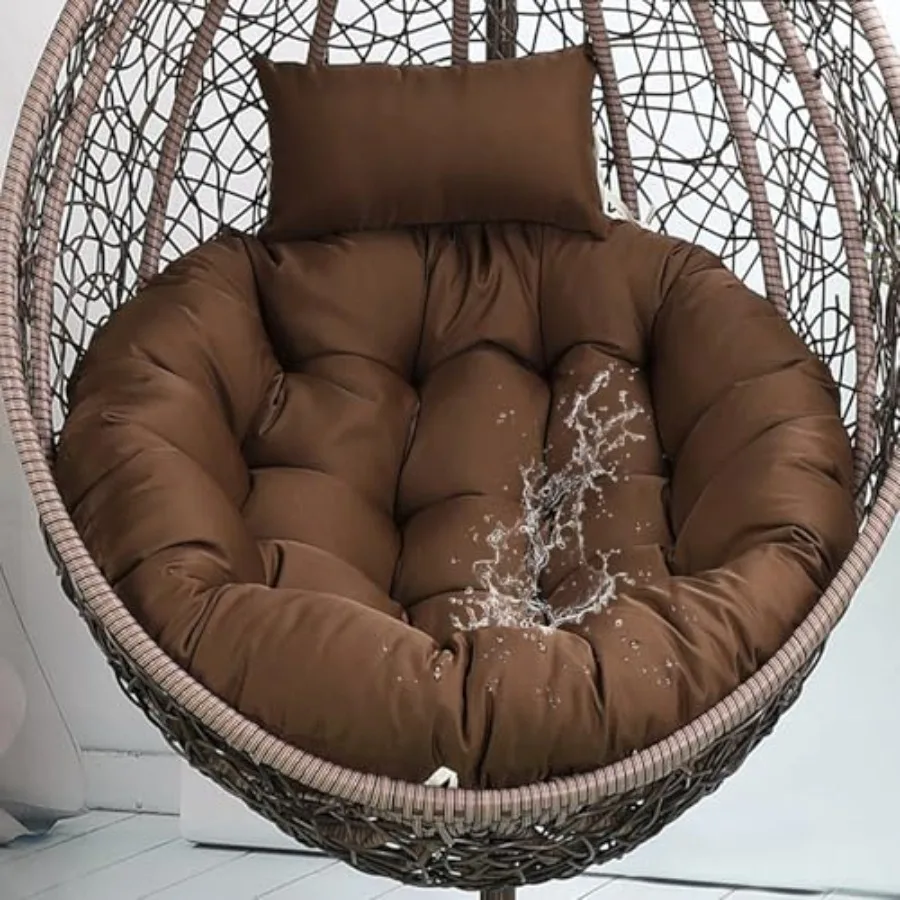 

Removable Egg Chair Cushions with Headrest Pillow Waterproof Washable Round Egg Chair Replacement Cushion for Patio Porch Garde