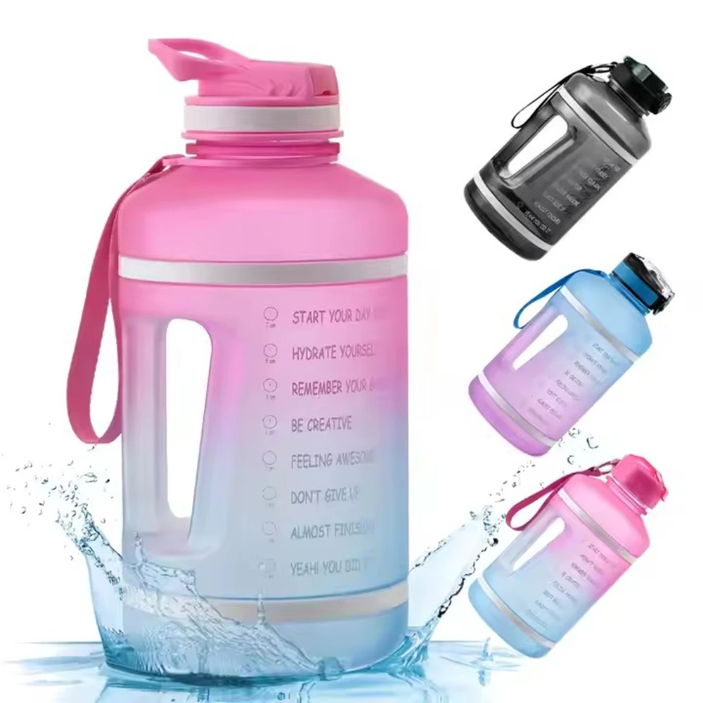 

Water Jug Motivational Time Marker Leak-Proof Plastic Drink Water Bottle With Straw Halloween Black